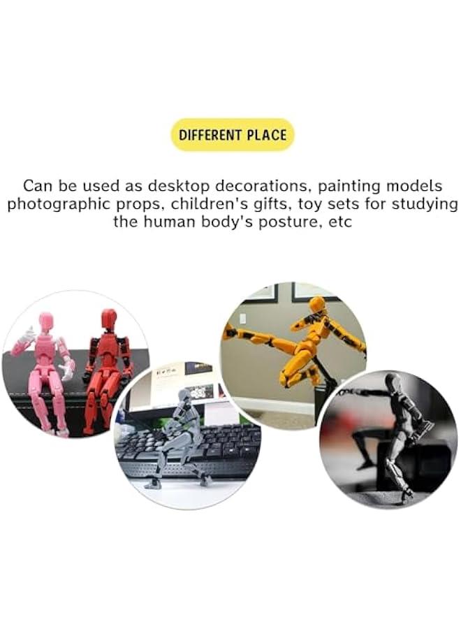 Assembly Completed T13 Action Figure 2 Pack, 3D Printed Human Body Model, Lucky 13 Action Figure,Multi-Joint Movable Robot, PVC Model Full Body Mobile Robot Desktop Decoration - Image 5