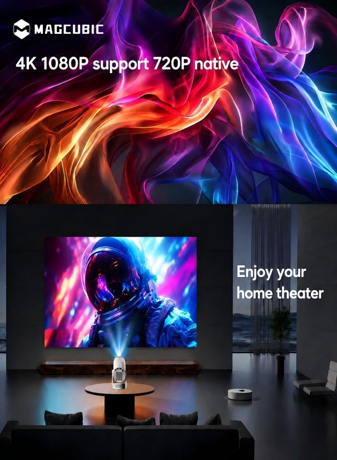 Magcubic HY300PRO+ Mini Projector with Android 14&WiFi 6 Bluetooth 5.4, 4K Support Portable with Lens Cap | 200 ANSI 5W Soundbase Speaker, 180° Rotation Auto Keystone, Built-in Apps, Home Outdoor Use - Image 4