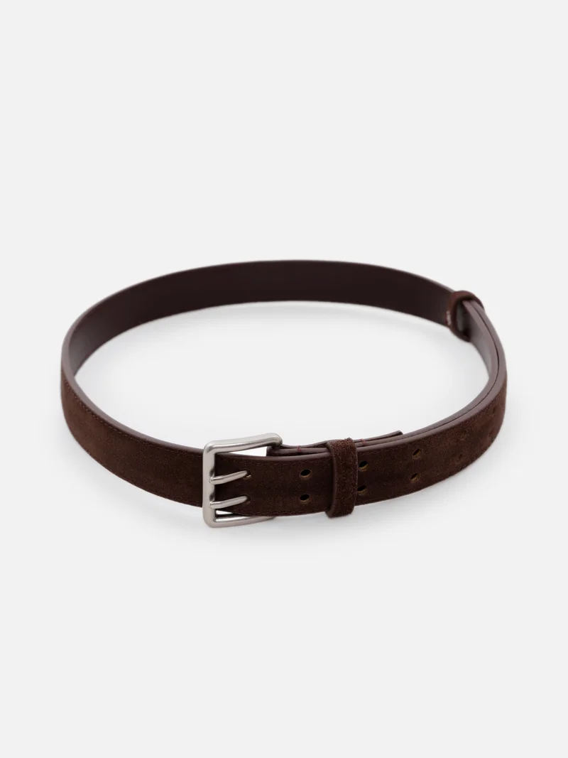 ليتشي حزام من جلد الغزال الطبيعي ذو شوكتين