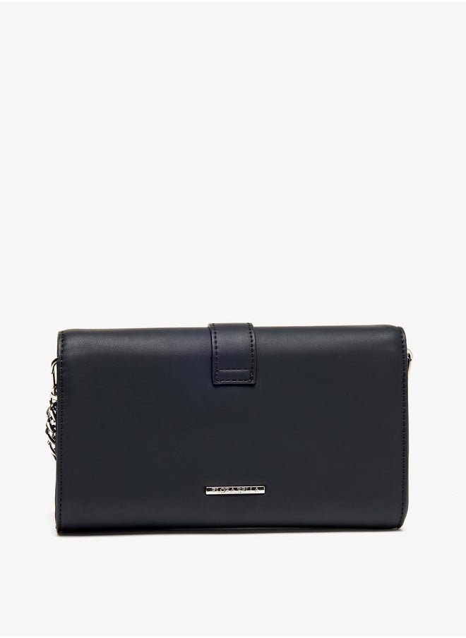 Flora Bella By Shoexpress - Women Solid Clutch with Magnetic Button Closure and Embellished Accent - Image 1