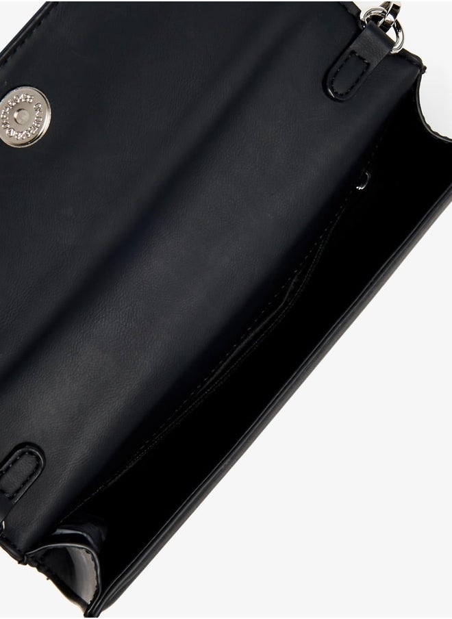 Flora Bella By Shoexpress - Women Solid Clutch with Magnetic Button Closure and Embellished Accent - Image 1