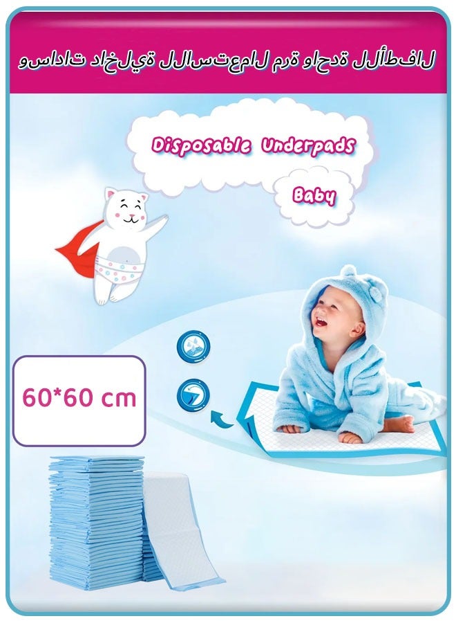 Disposable Changing Pad Pack of 40 Baby Incontinence Pad Diaper Changing Pads UnderPads Ultra Soft Super Absorbent Waterproof Mat 60*60CM - Image 1