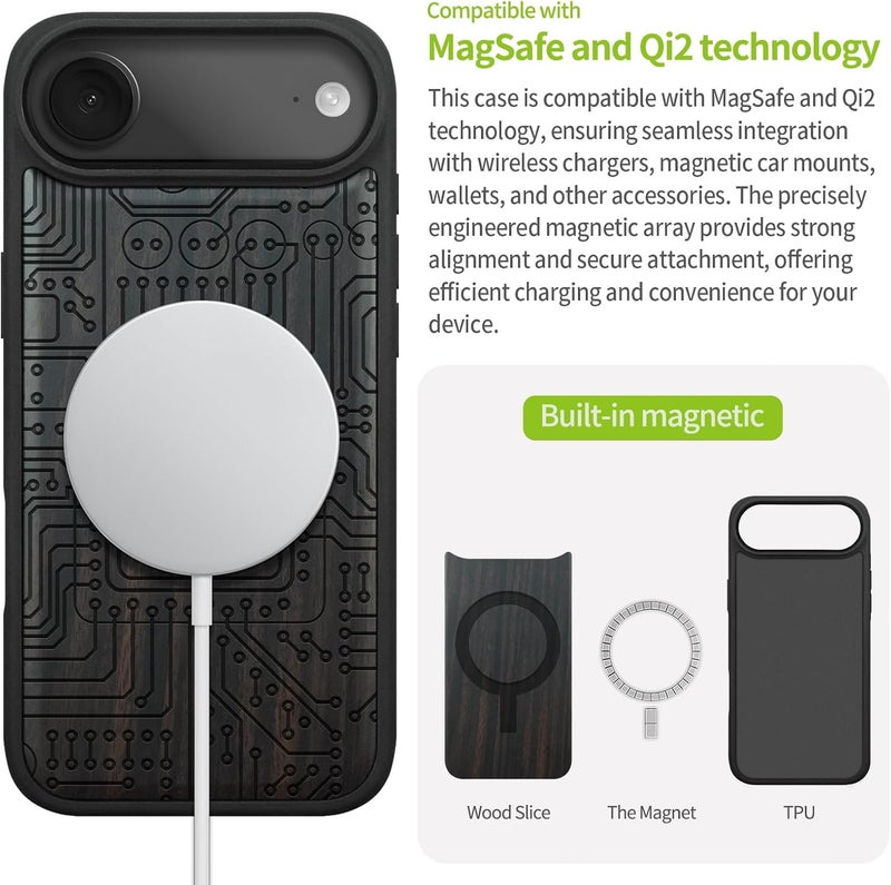 Global standard quality Carveit Magnetic Wooden Case for iPhone Air Case, Wood Artisan Engraved & Soft TPU Shockproof Cover, Compatible with MagSafe 17 Air Wireless Chargers (Cybernetic Bug) Blackwood Cross part assemble fit Repeated assemble detach compatible KSA market popular practical build Multi-goal comprehensive design Simple upgraded construction Durable versatile substance Assorted natural tone picks Medium weight Practical design alternatives All user friendly build Different assemble options Shock rubber edge High precision lightweight material Good ventilation Organized shipment arrange Widely used design Main road full logistics cover Precision polished solid material Global production standard crafted Cost effective upgraded craftsmanship Trendy economical quality Lightweight Water rust proof Gulf mainstream practical design - Image 5