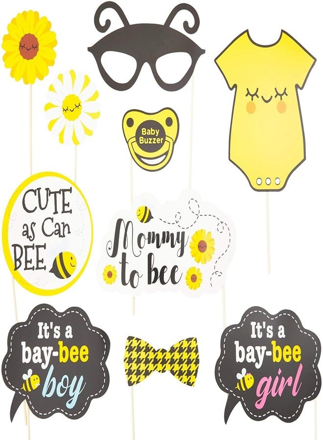 Sparkle and Bash Baby Photo Booth Props Bee Theme Kit - 30 Piece Yellow & White Cardstock - Bee Party Photo Booth & Accessories - Decorations for Baby Shower, Birthday & Gender Reveal Snaps - Image 5