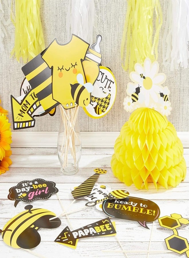Sparkle and Bash Baby Photo Booth Props Bee Theme Kit - 30 Piece Yellow & White Cardstock - Bee Party Photo Booth & Accessories - Decorations for Baby Shower, Birthday & Gender Reveal Snaps - Image 2