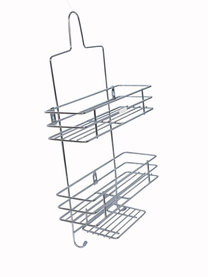 Drumil 3 Tier 2 Hooks 5 in 1 Stainless Steel Organizer Storage Rack for Shampoo Conditioner Soap Towel. - Image 1