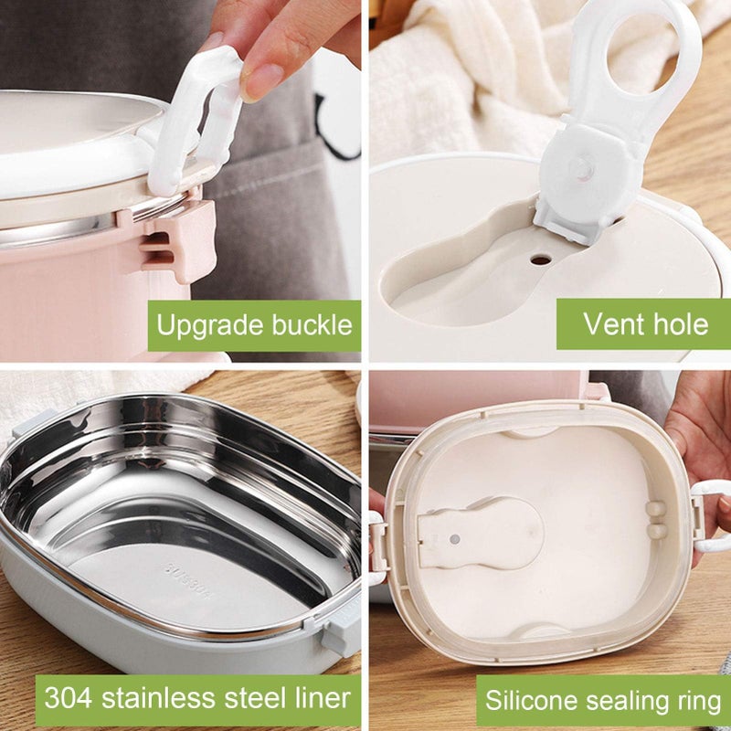 Niiyen Lunch Box 900ml 1 Layer Hot Food Lunch Containers Portable Lunchbox Stackable 304 Stainless Steel Adult Bento Lunch Box Cold Food Storage Bowl for School Office Outdoor Travel - Image 3