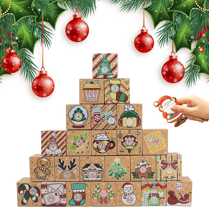 Jaywayang 24 Pcs DIY Christmas Empty Advent Calendar 2024, 24 Days Cute Kraft Paper Christmas Cardboard Number Boxes Christmas Countdown Calendar Advent Xmas Gift Box for Kids Holiday Decor - Image 1
