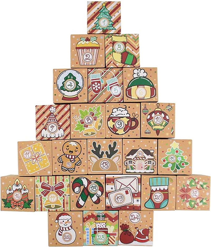 Jaywayang 24 Pcs DIY Christmas Empty Advent Calendar 2024, 24 Days Cute Kraft Paper Christmas Cardboard Number Boxes Christmas Countdown Calendar Advent Xmas Gift Box for Kids Holiday Decor - Image 5