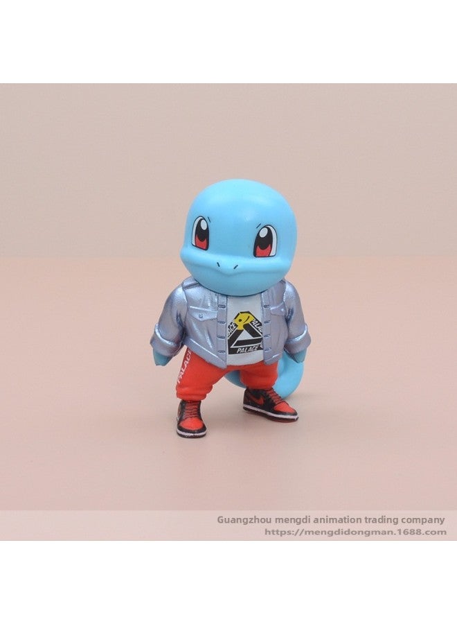 6 Q Version Of The Pet Elf Pikachu Tide Suit Hand-held Jenny Turtle Can Reach Duck Fat Ding Doll Model Ornaments Animation-Color:6 Tide Clothing Pet Elf - Image 5