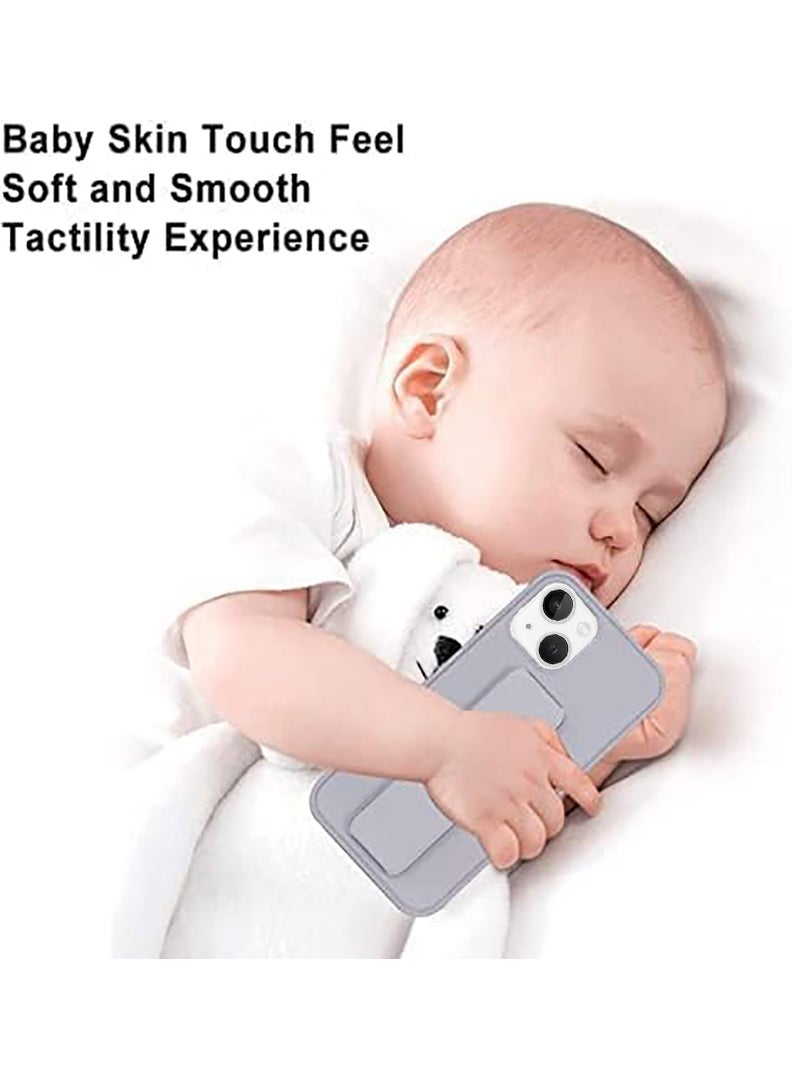 Case Up Compatible with Apple iPhone 15 Plus Case with Magnetic Stand & Holder, Premium Silicone Finger Grip Strap Holder Case Car Mount Kickstand Cover- Grey - Image 5