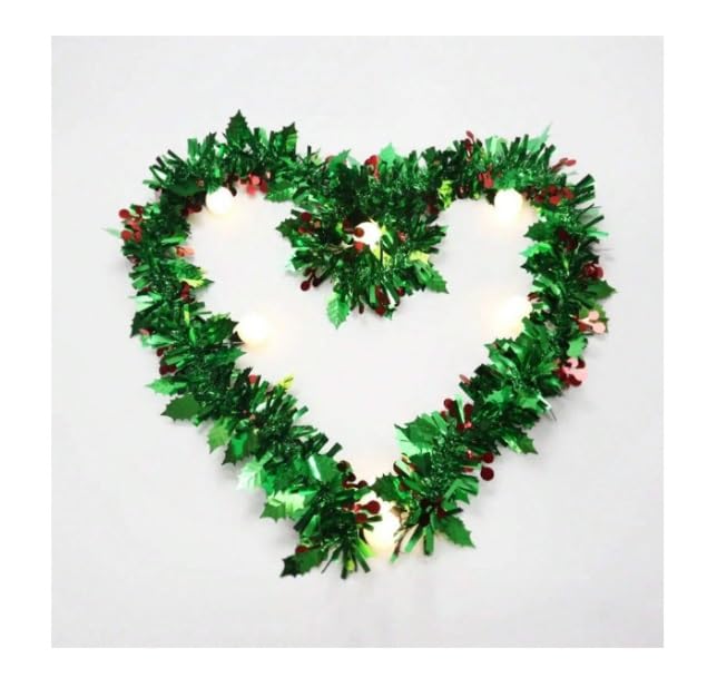 Krisah Set of 5 Christmas Artificial Tinsel Garland for Home Decorations Wall Door Xmas Tree Hanging Strings 5.9 Feet Long- Christmas Decorations Items for Home (Green Cherry) - Image 5