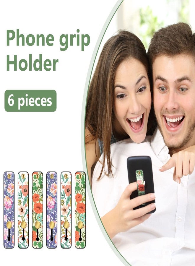 Weewooday 6 Pieces Phone Strap Grip Holder Finger Cell Phone Grip Telescopic Phone Finger Strap Stand Universal Finger Kickstand for Most Smartphones (Blossom) - Image 3