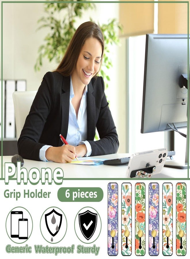 Weewooday 6 Pieces Phone Strap Grip Holder Finger Cell Phone Grip Telescopic Phone Finger Strap Stand Universal Finger Kickstand for Most Smartphones (Blossom) - Image 5