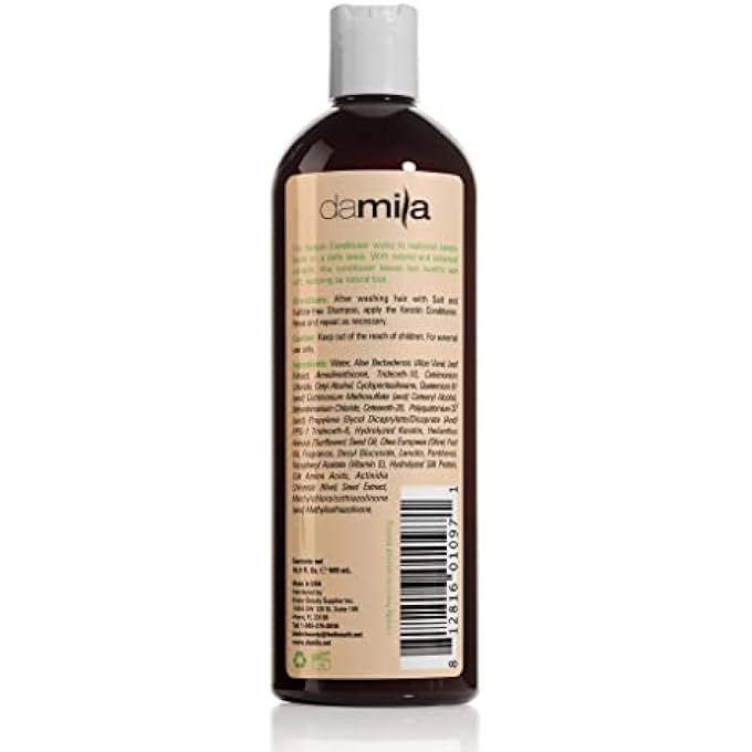 Damila NOURISHING CONDITIONER WITH KERATIN & ALOE VERA - PERFECT FOR DAMAGED, FRIZZY, CURLY, OR DRY HAIR (16.9 FL OZ) - Image 3