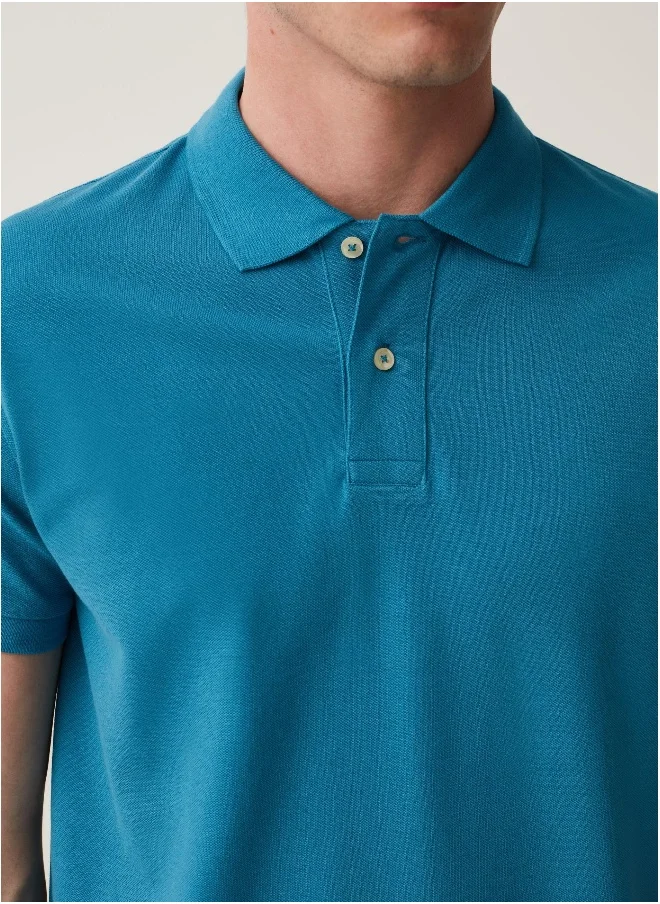 او في اس Ovs Organic Cotton Pique Polo Shirt