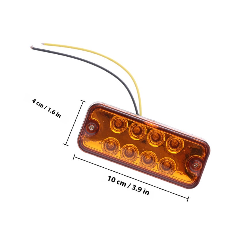 24V 8 LEDs 6000K Side Marker Lights Indicator Lamps for Truck Trailer (Yellow) - Image 2