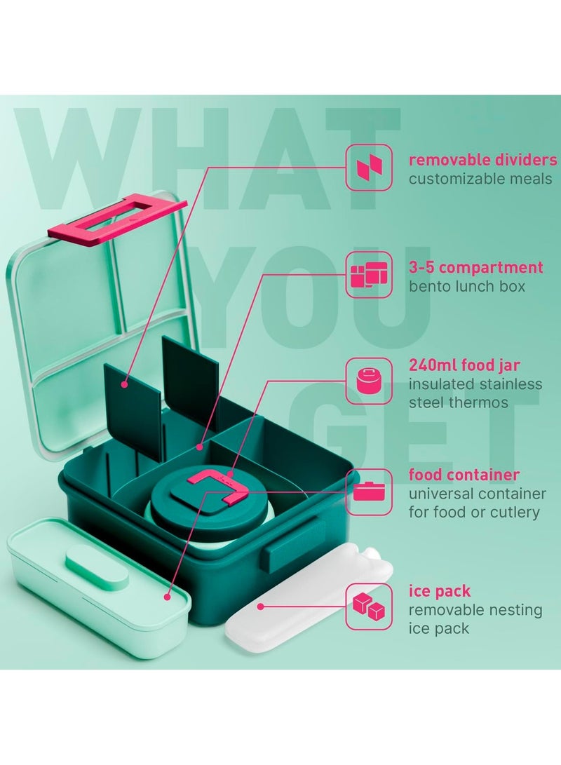 BEOLA SET of 2pcs, Lunch Box Kids School with Bottle, Bento Lunch Box for Kids with 8oz Insulated Thermos Food Jar and 550ml Insulated Water Bottle with Straw Lid, Bottle for Kids School (Ever Blooming) - Image 3