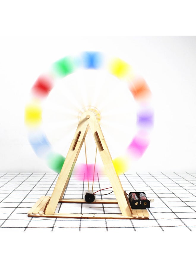 Self-made Bottle Cap Ferris Wheel Handmade Diy Material Waste Utilization Technology Small Production Student Creative Competition-Specification:Bottle Cap Ferris Wheel + Simple Fan + Battery + Glue  - Image 5