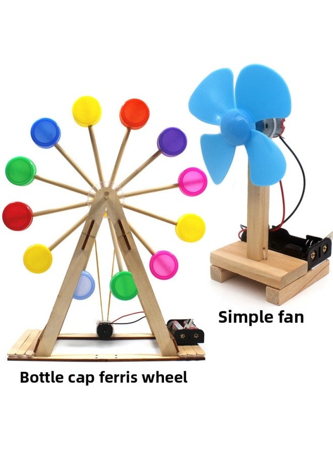 Self-made Bottle Cap Ferris Wheel Handmade Diy Material Waste Utilization Technology Small Production Student Creative Competition-Specification:Bottle Cap Ferris Wheel + Simple Fan + Battery + Glue  - Image 1