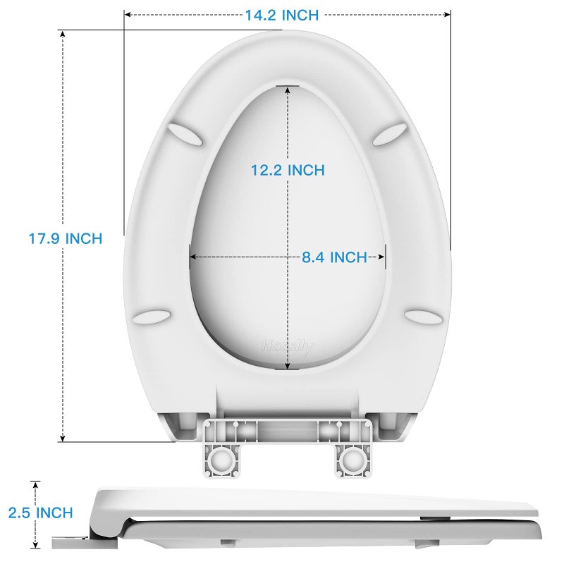 homfan Durable Elongated Toilet Seat with Slow Soft Close - Easy to Install and Clean, Never Loosens - White, Fits Most Elongated Toilets - Image 4