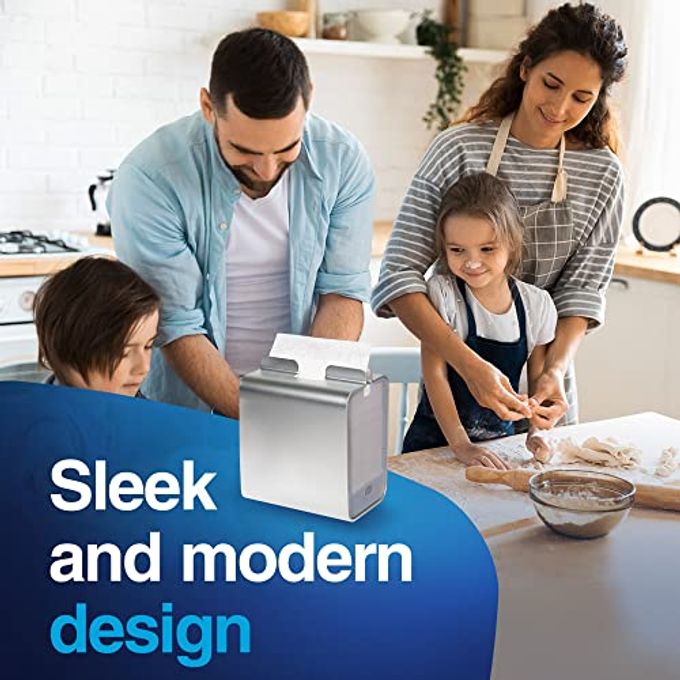 Tork Napkins Napkin Dispenser Image Xpressnap Tabletop Aluminum Napkin Holder for Everyday Use Holds Up To 150 2-Ply Napkins 8.23x7.1x5.91" (HxWxD) - Image 3