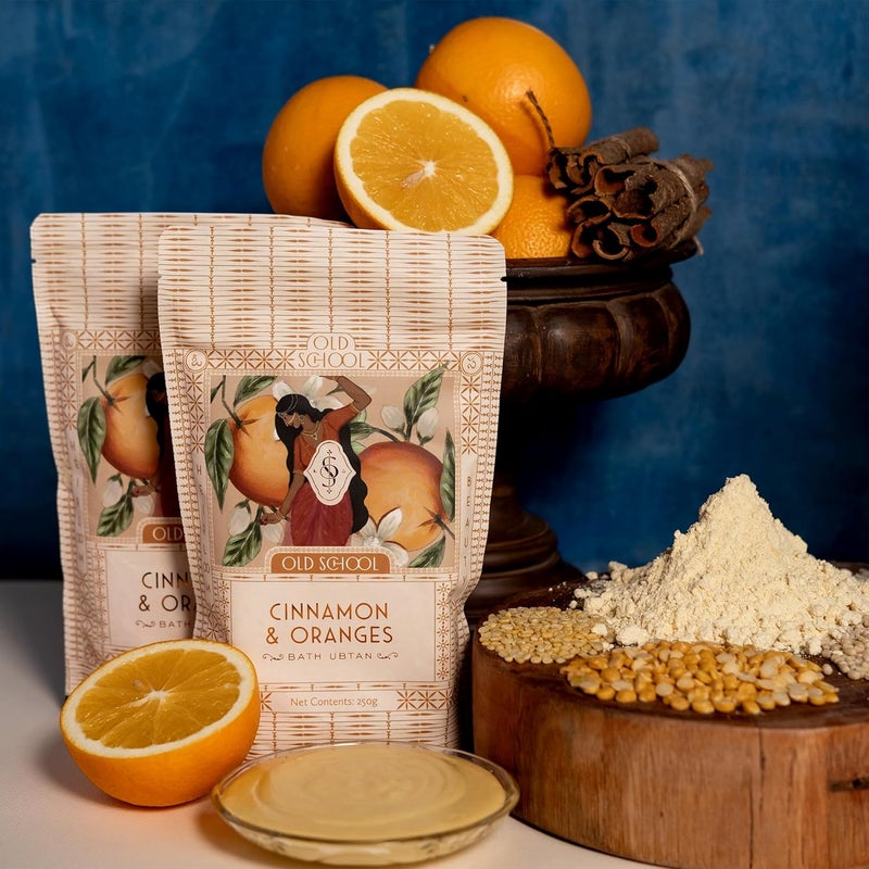 Old School Rituals Cinnamon  Oranges Bath Ubtan  Exfoliating  AcneFighting Body Wash Powder  Rich in Vitamin C for a Natural Glow  Vegan  Blend with Rice  Dal Powders  250g - Image 2