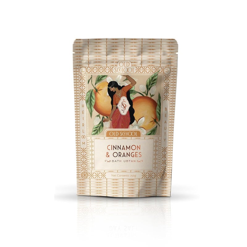 Old School Rituals Cinnamon  Oranges Bath Ubtan  Exfoliating  AcneFighting Body Wash Powder  Rich in Vitamin C for a Natural Glow  Vegan  Blend with Rice  Dal Powders  250g - Image 1