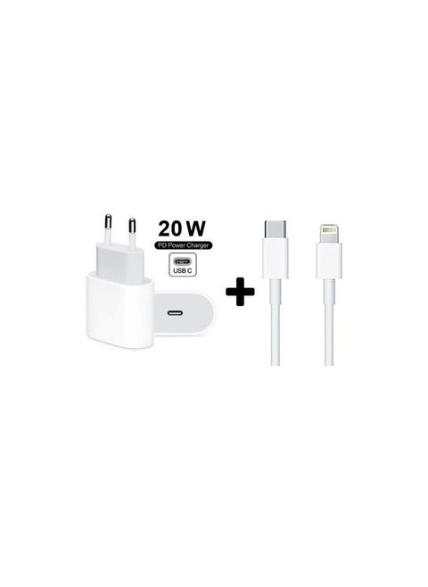 20W USB-C Power Adapter With Lightning To USB-C Cable