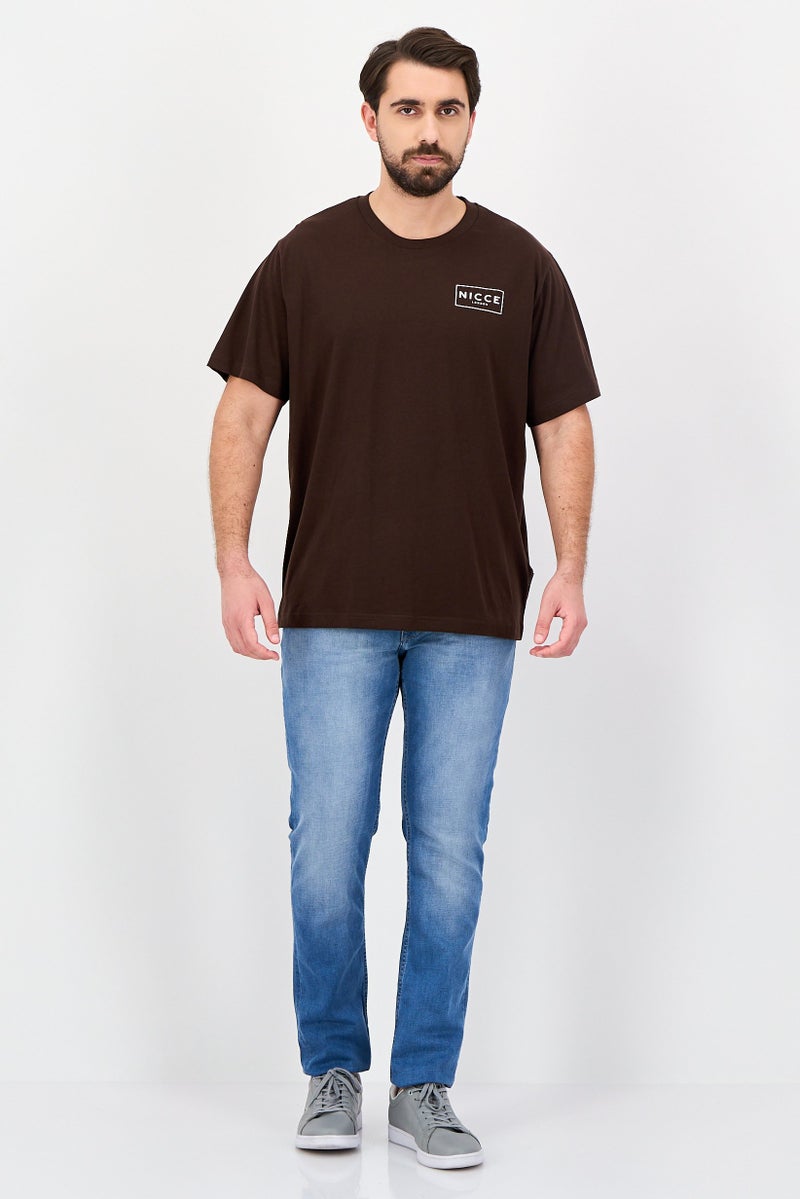 Nicce Men Crew Neck Short Sleeve Brand Logo T-Shirts, Dark Brown - Image 4