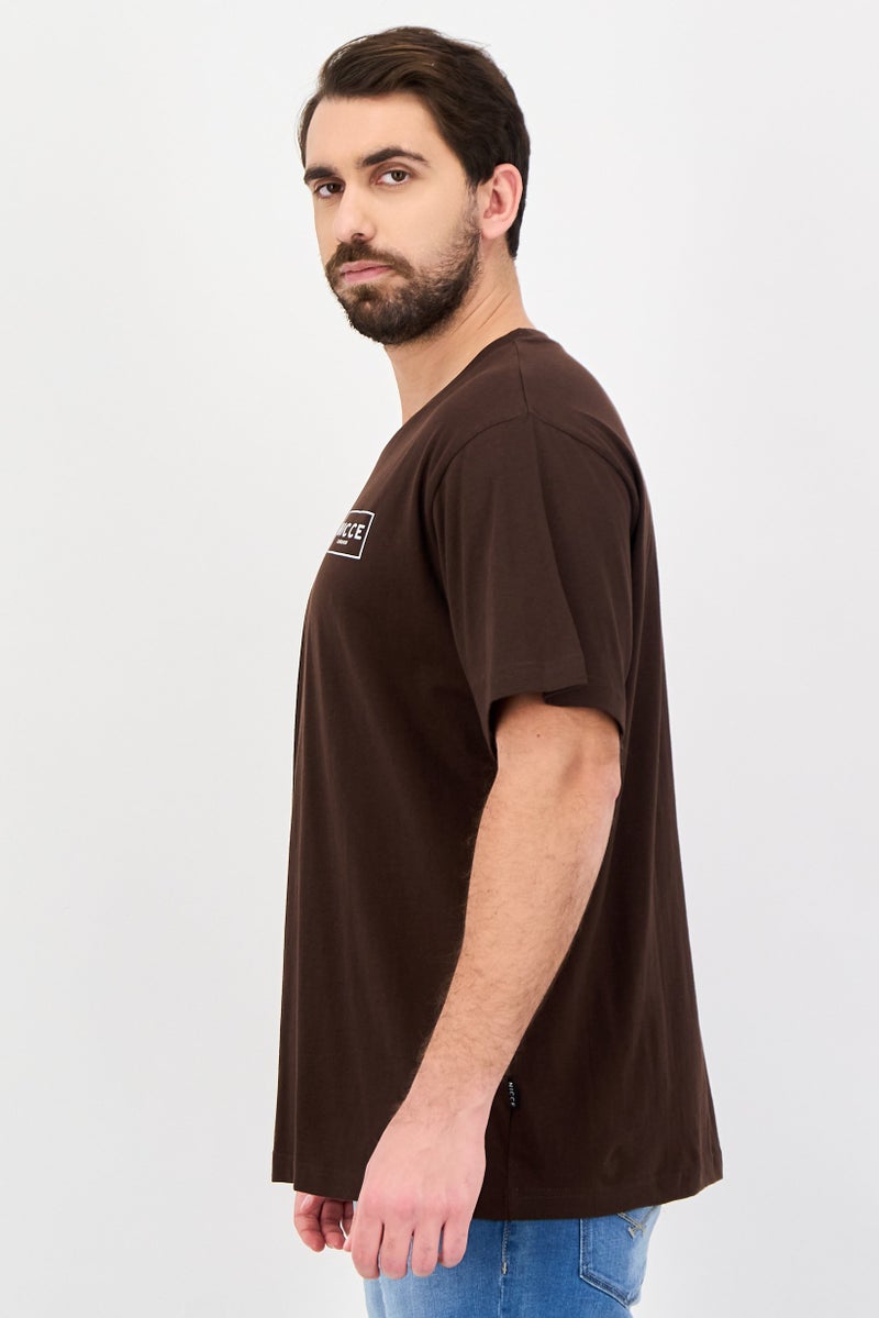 Nicce Men Crew Neck Short Sleeve Brand Logo T-Shirts, Dark Brown - Image 2
