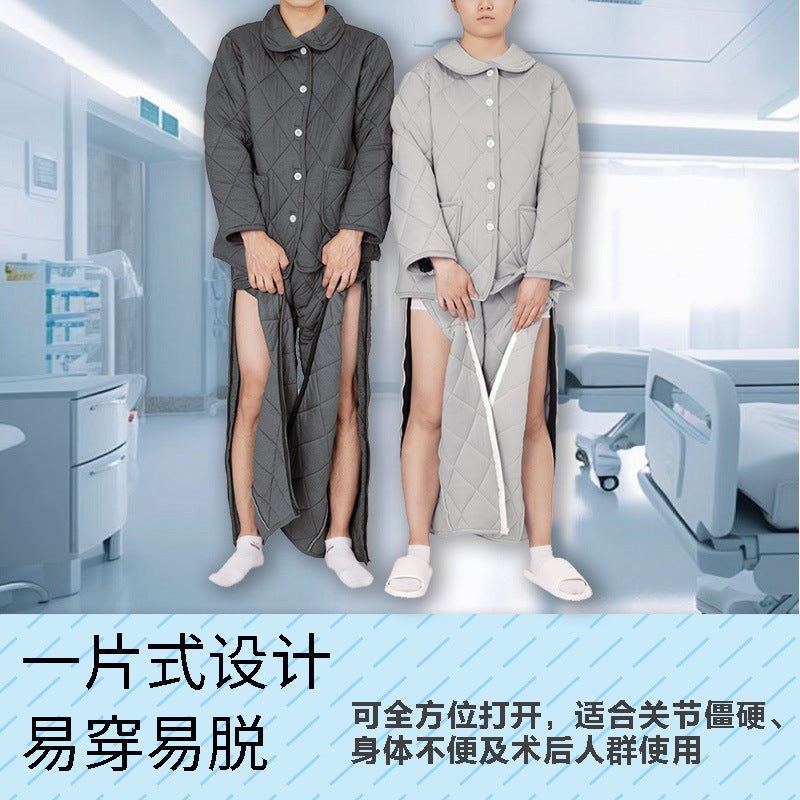 Winter Men'S And Women'S Zipper Easy To Put On And Take Off Full Open Fracture Patient Care Clothing Acupuncture Paralysis Dialysis Bedridden Elderly Pajamas - Image 5