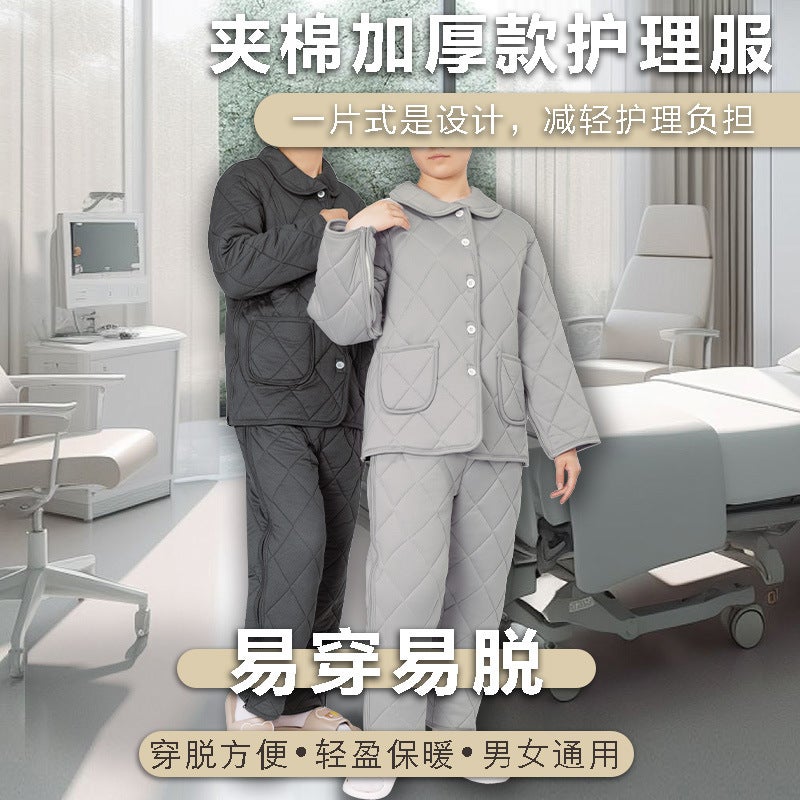 Winter Men'S And Women'S Zipper Easy To Put On And Take Off Full Open Fracture Patient Care Clothing Acupuncture Paralysis Dialysis Bedridden Elderly Pajamas - Image 2