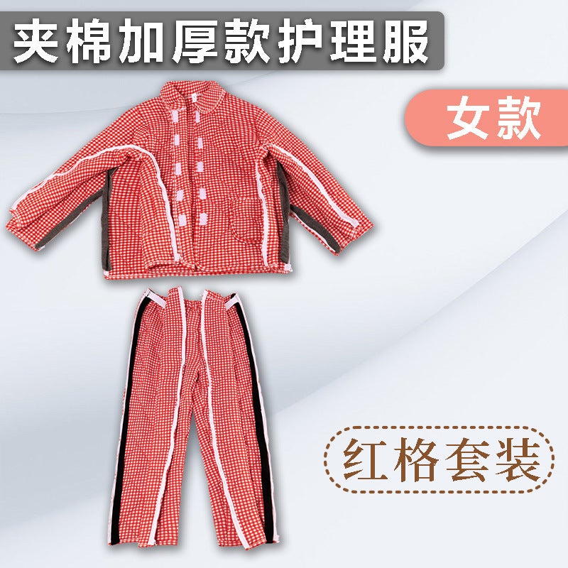 Winter Men'S And Women'S Zipper Easy To Put On And Take Off Full Open Fracture Patient Care Clothing Acupuncture Paralysis Dialysis Bedridden Elderly Pajamas - Image 1