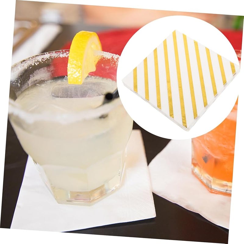 مناديل ورقية رقائق ذهبية 40 ورقة لينة قابلة للامتصاص للاستخدام لمرة واحدة لحفلات الزفاف والولائم والعشاء - Image 4