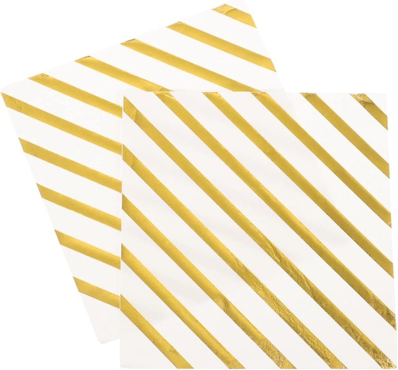 مناديل ورقية رقائق ذهبية 40 ورقة لينة قابلة للامتصاص للاستخدام لمرة واحدة لحفلات الزفاف والولائم والعشاء - Image 2