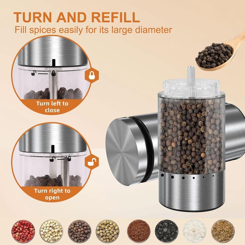 EIHO Electric Salt and Pepper Grinder Set Rechargeable, Automatic Salt and Pepper Shakers Mills External Adjustable Coarseness, Kitchen Gadgets, Stocking Stuffers Christmas Cooking Gifts for Men Women - Image 5