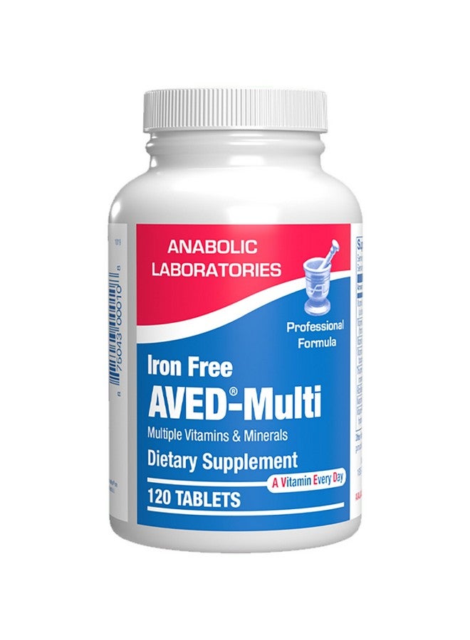 Anabolic Laboratories Iron Free Daily Multivitamin for Men and Women, 120 Tablets - AVED Daily Multi Vitamin and Minerals Health Supplement - Vitamins A, C, D, E, Vitamin B Complex, Zinc, Calcium, Magnesium, More - Image 1
