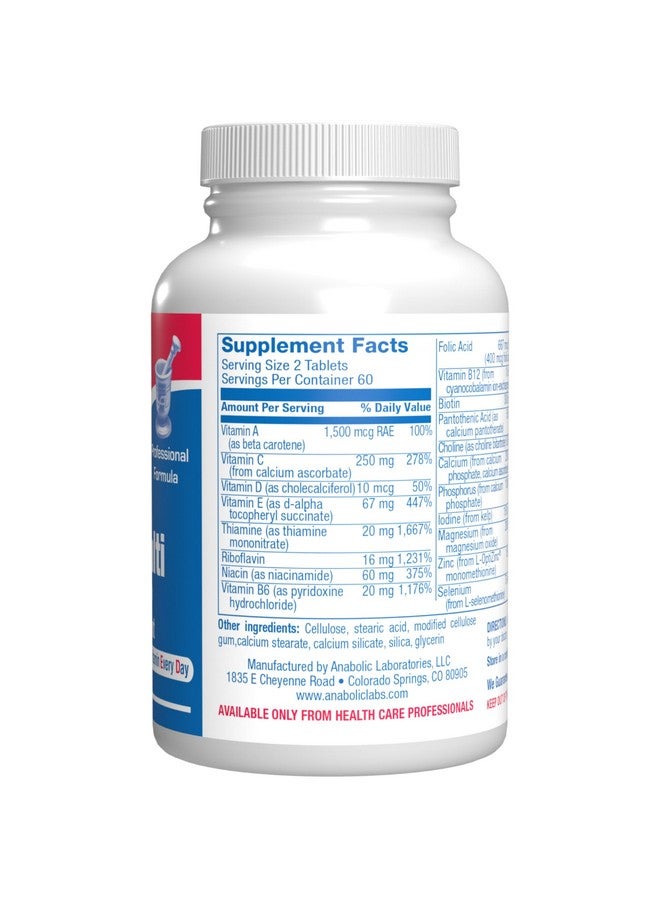 Anabolic Laboratories Iron Free Daily Multivitamin for Men and Women, 120 Tablets - AVED Daily Multi Vitamin and Minerals Health Supplement - Vitamins A, C, D, E, Vitamin B Complex, Zinc, Calcium, Magnesium, More - Image 2