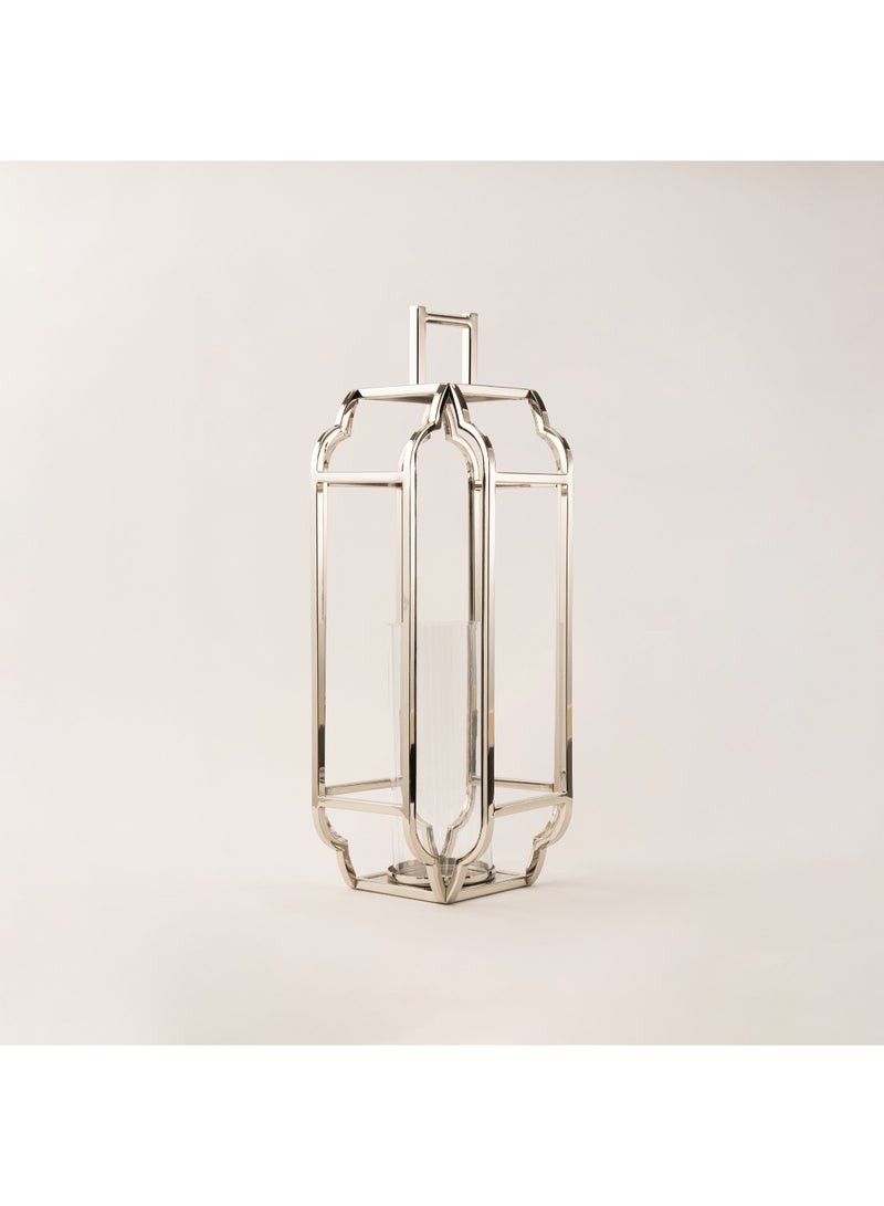 Homez stainless steel silver lantern 23*23*58 cm - Image 1