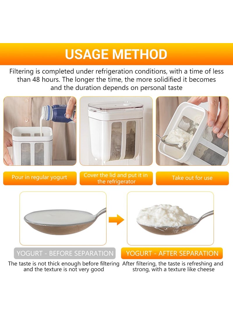 HASTHIP - HASTHIP® 1100ML Greek Yogurt Strainer, Yogurt Filter Milk Strainer with Fine Mesh Bag, Multifunctional Yoghurt Filter Hung Curd Strainer Box Curd Maker for Making Thick Greek Yogurt, Soybean Milk - Image 1