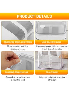 HASTHIP HASTHIP® 1100ML Greek Yogurt Strainer, Yogurt Filter Milk Strainer with Fine Mesh Bag, Multifunctional Yoghurt Filter Hung Curd Strainer Box Curd Maker for Making Thick Greek Yogurt, Soybean Milk  - Image 3