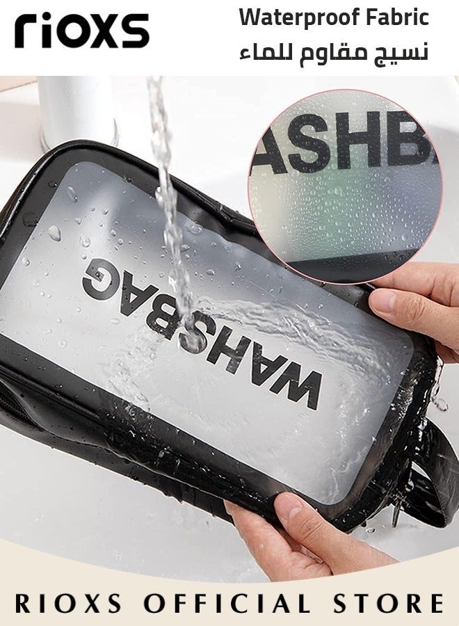 6 Pcs Toiletry Bags, Clear Cosmetic Bag, Wash Bag Makeup Bag, Vinyl Air Travel Toiletry Bags Bulk, Waterproof Toiletry Travel Bag with Zipper Handle, Make-up Brush Case Bag for Women Men, Daily Wash Poach for Kids Baby, Beach Pool Spa Gym Bag for Bath Organizer Bag for Travel Toiletries Accessories, Black Storage Bags Set - Image 4