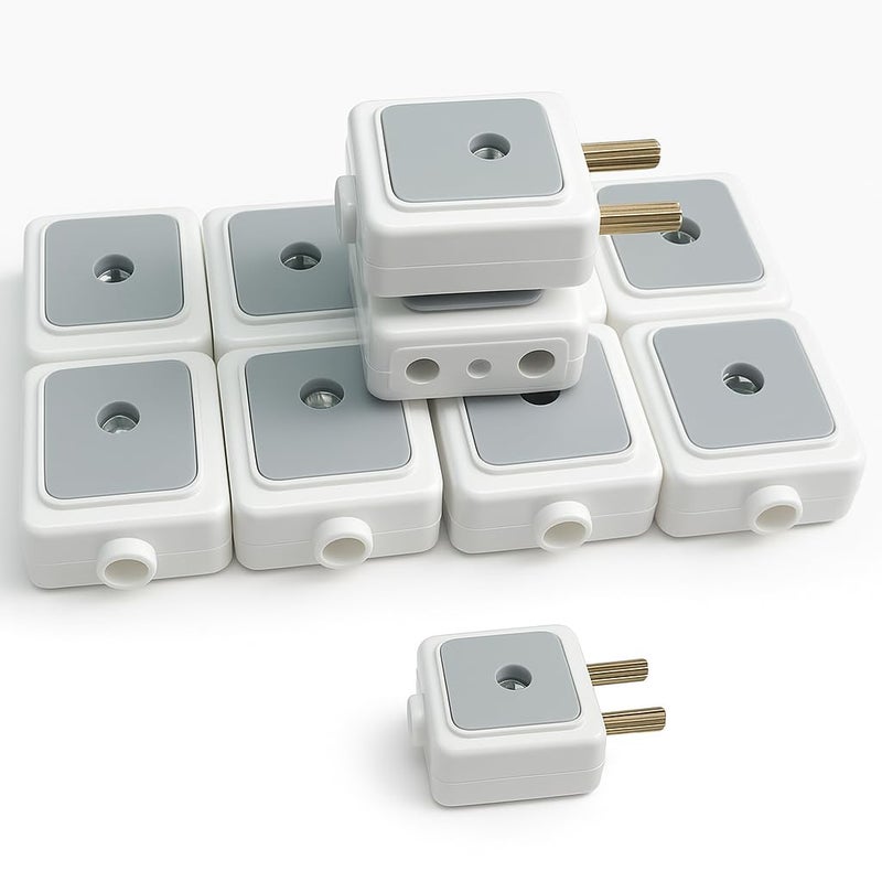 SEER 2pin Male Female Plug Socket Adapter Plug, White Grey Made in India, Pack of 5 - Image 4