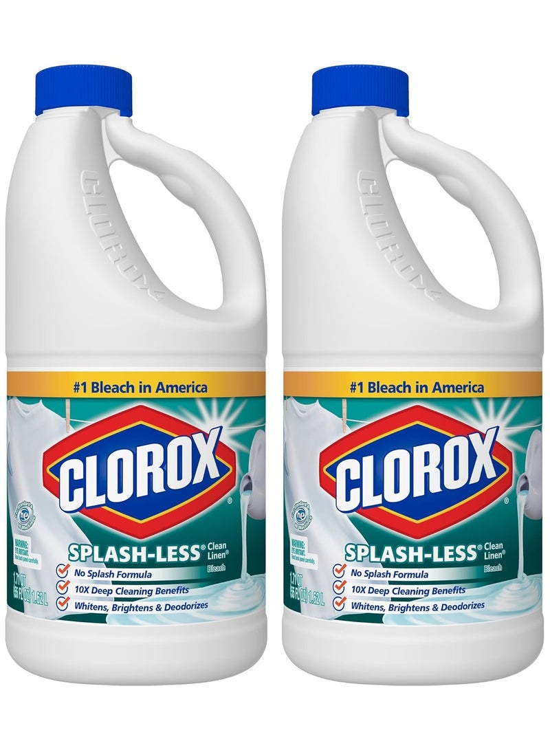 Clorox Bleach Clorox Splash Less Bleach Clean Linen Scent 55 Ounces Pack Of Two Clear