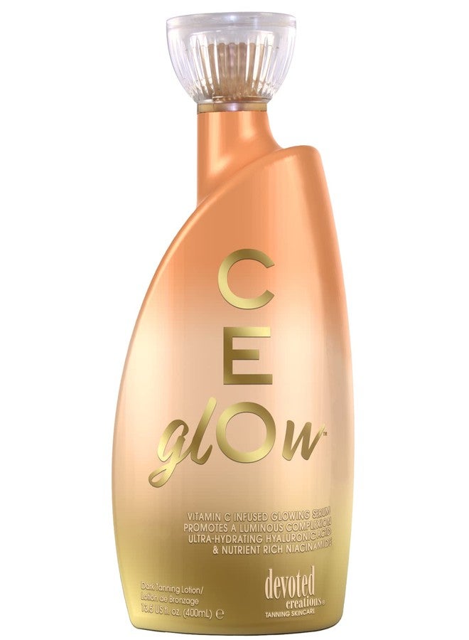 Devoted Creations CEglOw Dark Tanning Lotion - Vitamin C Infused Glowing Serum Promotes a Luminous Complexion Ultra-Hydrating Hyaluronic Acid & Nutrient Rich Niacinamide - 13.5 oz. - Image 1