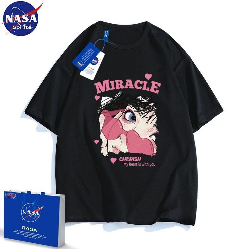 Nasa Joint Short-Sleeved T-Shirt For Men And Women In Niche Loose And Versatile Couple Youth Trendyy Half-Sleeved Top - Image 3