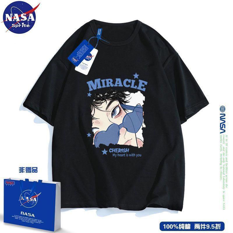 Nasa Joint Short-Sleeved T-Shirt For Men And Women In Niche Loose And Versatile Couple Youth Trendyy Half-Sleeved Top - Image 5