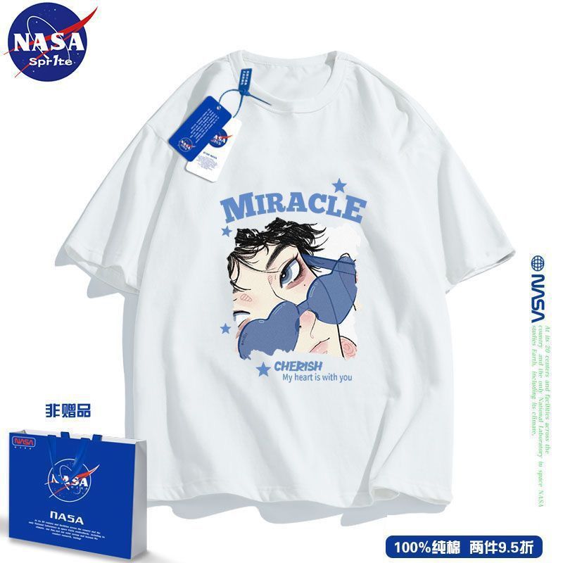 Nasa Joint Short-Sleeved T-Shirt For Men And Women In Niche Loose And Versatile Couple Youth Trendyy Half-Sleeved Top - Image 4