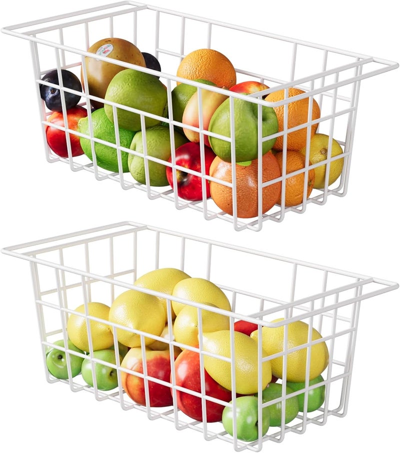 DPZM 2Packs 16.5 inch Chest Freezer Organizer, Refrigerator Organizer Bins, Freezer Baskets with Handles, Metal Wire Baskets for Snacks, fruits, Potatoes, Meat - Image 1